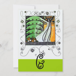 Invitation MAGIE DU PRINTEMPS,vert clair noir jaune