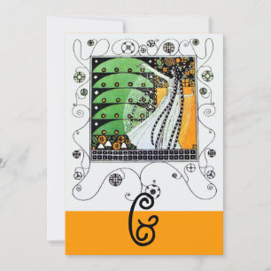 Invitation MAGIE DU PRINTEMPS,vert clair noir jaune
