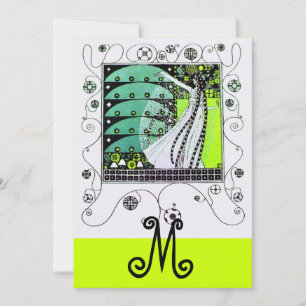 Invitation MAGIE DU PRINTEMPS ,vert jaune clair noir