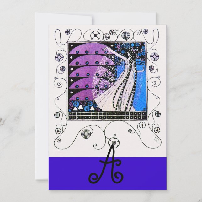 Invitation MAGIE DU PRINTEMPS , violet noir bleu vif (Devant)