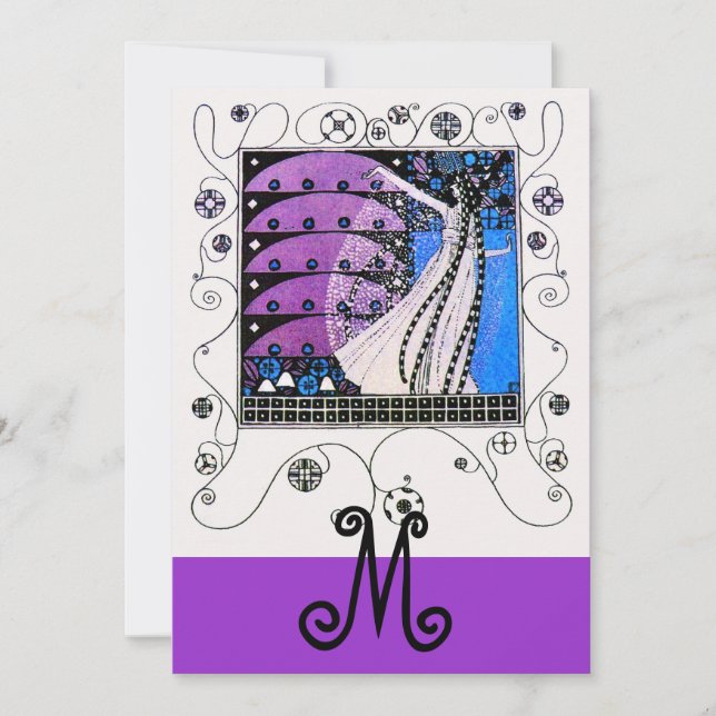 Invitation MAGIE DU PRINTEMPS , violet noir bleu vif (Devant)