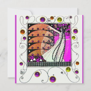 Invitation MAGIE DU PRINTEMPS violet noir marron clair