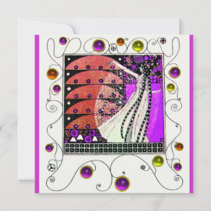 Invitation MAGIE DU PRINTEMPS violet noir rouge brun clair