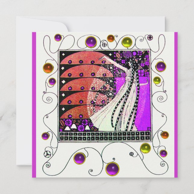 Invitation MAGIE DU PRINTEMPS violet noir rouge brun vif (Devant)