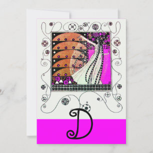 Invitation MAGIE DU PRINTEMPS ,violet vif  marron noir