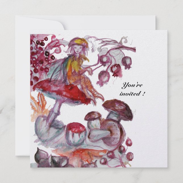 Invitation MAGIE FOLLET DE CHAMPIGNONS glace blanc violet rou (Devant)