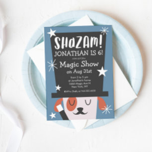 Invitation Magie mignonne Montrer Chiot Magicien Fête d'anniv