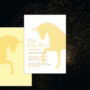 Invitation Magie Prancing Yellow Unicorn Baby shower