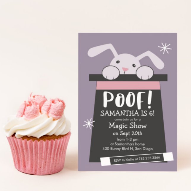 Invitation Magie Show Lapin Lapin Fête d'anniversaire (Créateur téléchargé)