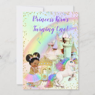 Invitation Magique Arc en Ciel Princesse Castle Carriage Unic