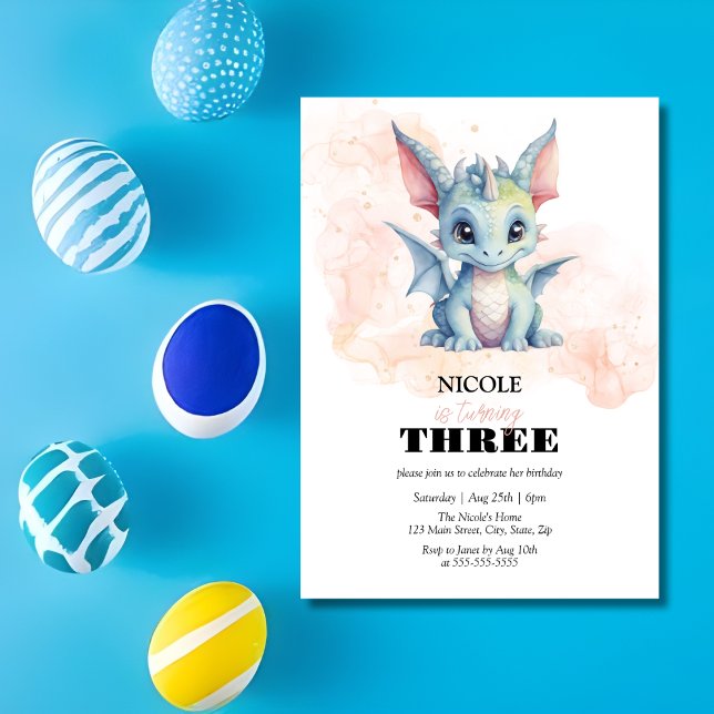 Invitation Magique Bébé Bébé Dragon Fairytale Enfant Annivers (Créateur téléchargé)