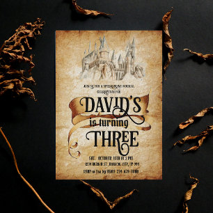 Invitation Magique Château Mondial Fabuleux Enfants 3e annive