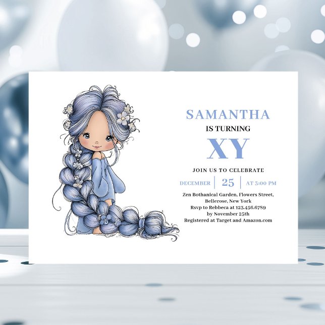 Invitation magique d'anniversaire de fille Wonder  (Wonder Blue Fairy Girl Birthday Magical invitation)