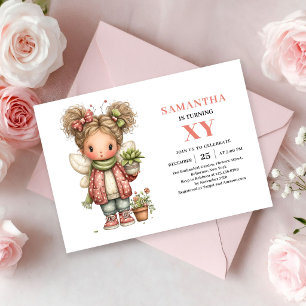 Invitation magique d'anniversaire Fée mignonne Fle