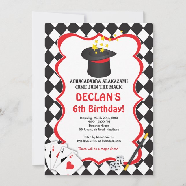 Invitation magique d'anniversaire, Invitation magi (Devant)