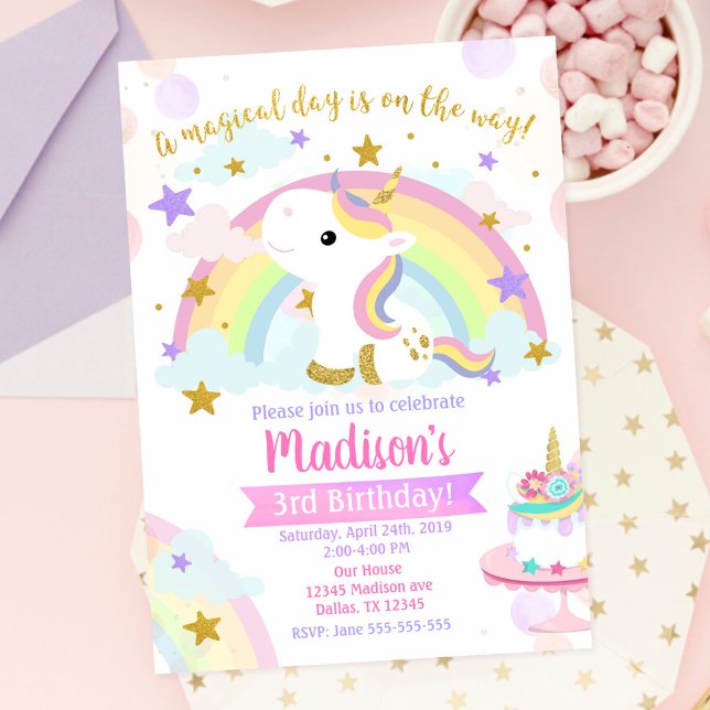 Invitation magique d'anniversaire Licorne (Créateur téléchargé)