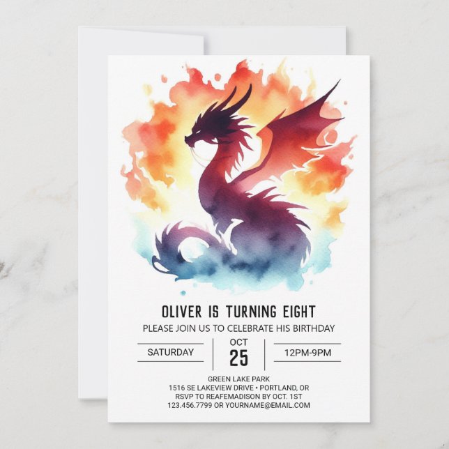 Invitation Magique Dragon Anniversaire numérique (Devant)
