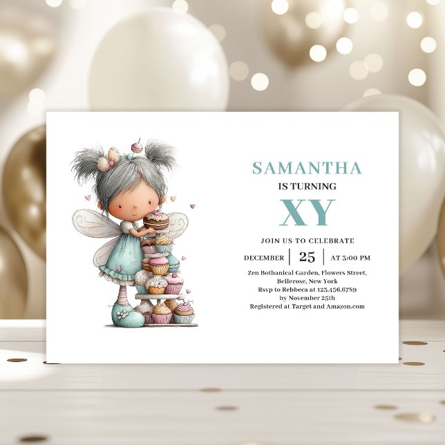 Invitation magique et fantaisiste pour les 4 ans d (Fairy Girl 4th Birthday Whimsy Cute Magical invitation)