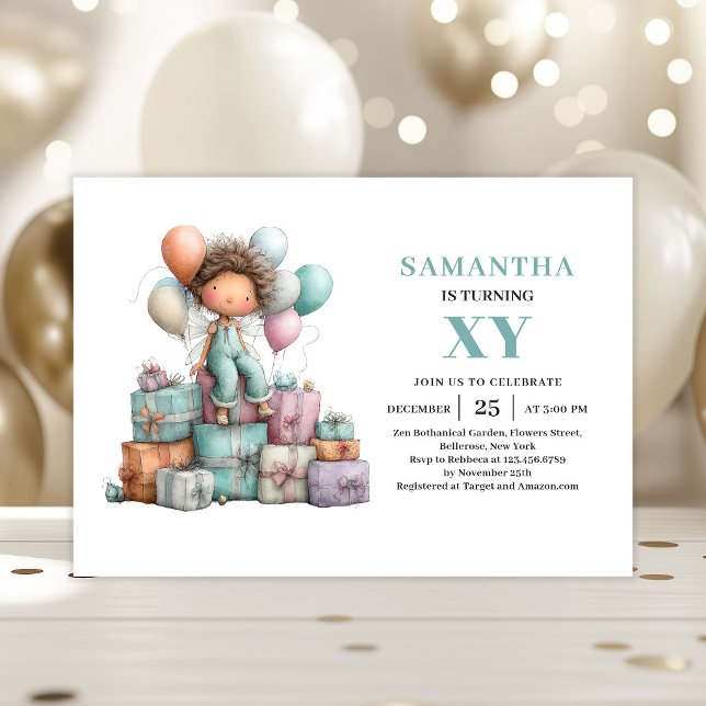 Invitation Magique et Mignonne pour les 8 ans de l (Whimsy Fairy Girl 8th Birthday Magical Cute invitation)