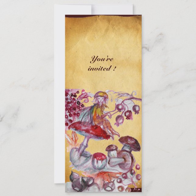 Invitation MAGIQUE FEUILLET DE CHAMPIGNONS parchemin (Devant)