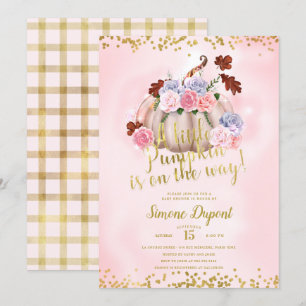Invitation Magique Floral Petit Citrouille Baby shower fille