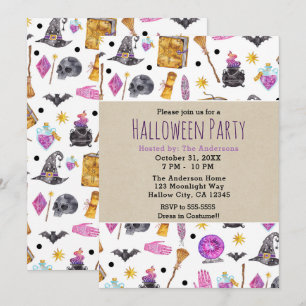 Invitation Magique Halloween Watercolor Fête Whimsical