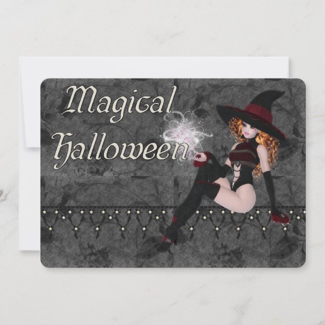 Invitation Magique Halloween Witch Party (Devant)