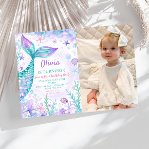 Invitation Magique Mermaids Tail Anniversaire de la fête Phot