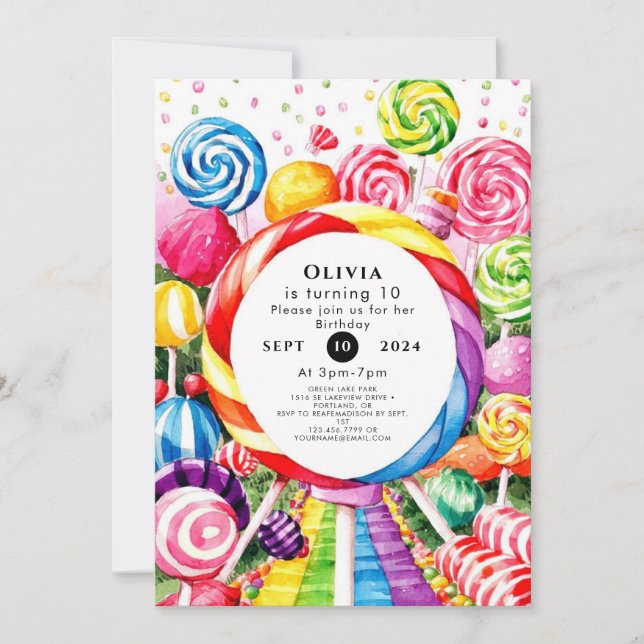 Invitation Magique Pastel Candyland Anniversaire (Devant)
