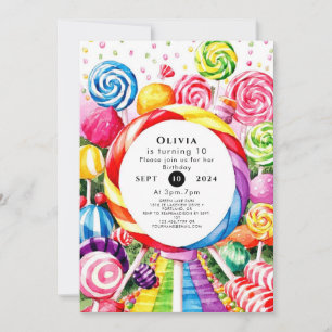 Invitation Magique Pastel Candyland Anniversaire