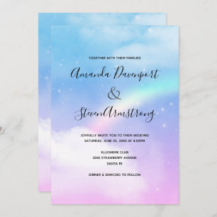 Invitation Magique Pastel Clouds et un Mariage arc-en-ciel