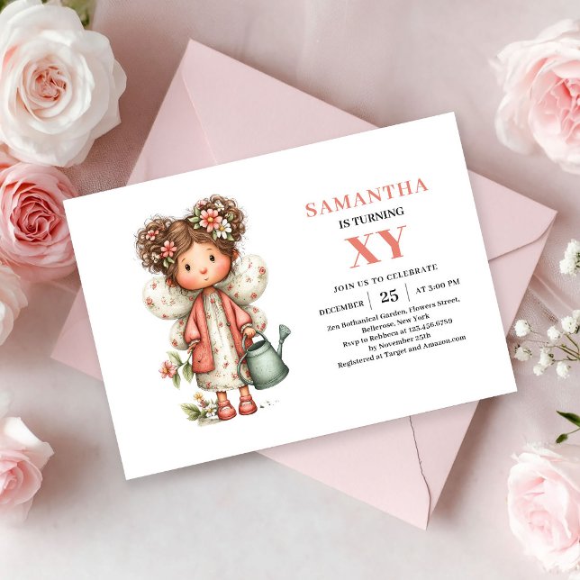 Invitation Magique pour le 2ème Anniversaire de Jo (Cute Fairy Girl 2nd Birthday Magical Blush invitation)