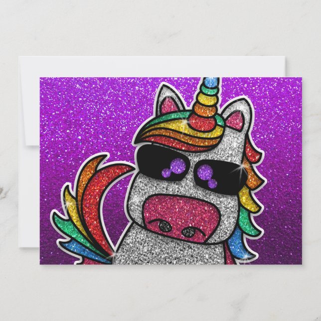 Invitation Magique Rainbow Unicorn Parties scintillant Whimsi (Dos)