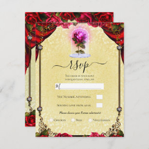 Invitation Magique Rouge Rose jaune or Sparkle Party RSVP