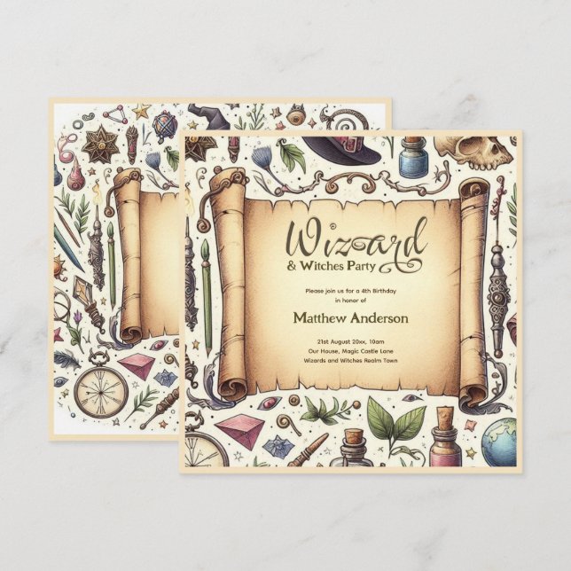 Invitation Magique sorcière vintage sorcière Casquettes (Devant / Derrière)