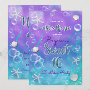 Invitation Magique sous la mer Douce 16 16e fête d'anniversai