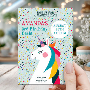 Invitation Magique Unicorn Anniversaire Bash Editable Kids Pa