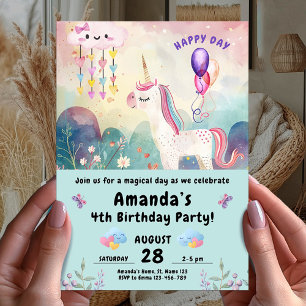 Invitation Magique Unicorn fête d'anniversaire
