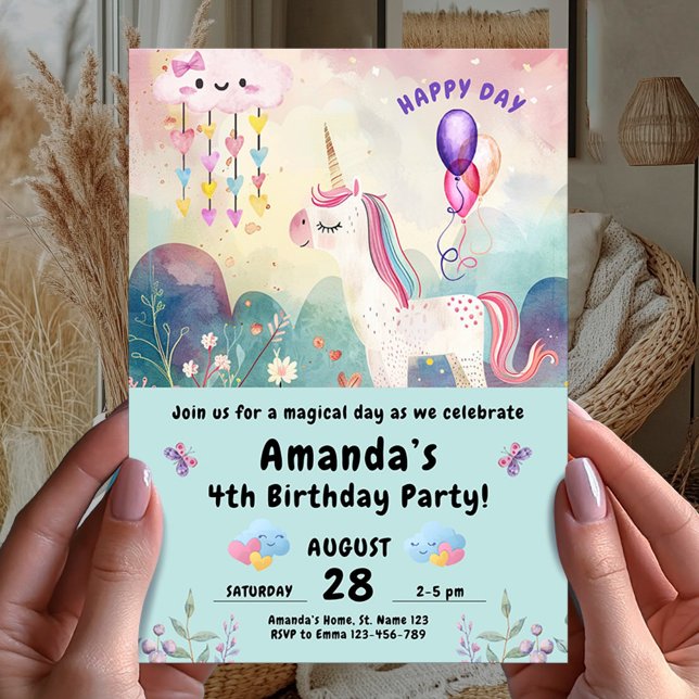 Invitation Magique Unicorn fête d'anniversaire (Créateur téléchargé)