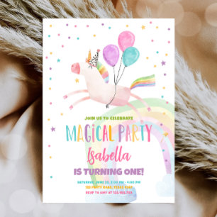 Invitation Magique Unicorn Party Rainbow Girl Premier anniver