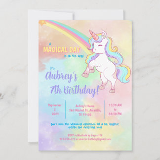 Invitation Magique Unicorn Rainbow