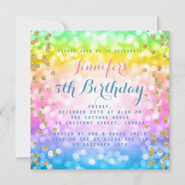 Invitation Magique Unicorn Rainbow Baby Anniversaire de enfan (Devant)