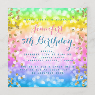 Invitation Magique Unicorn Rainbow Baby Anniversaire de enfan