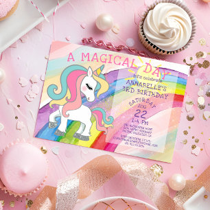 Invitation Magique Unicorne Anniversaire Rainbow Fairytale