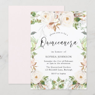 Invitation Magique White Winter Wonderland Blush Quinceanera