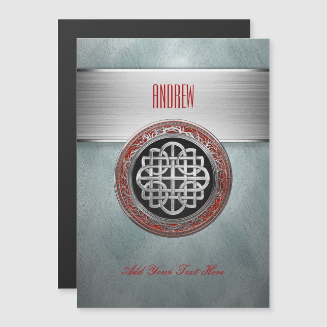 Invitation Magnétique [100] Croix du noeud d'argent celtique sacré (Devant / Derrière)