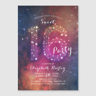 Invitation Magnétique 16e anniversaire fête Chic Galaxy Star Constellati