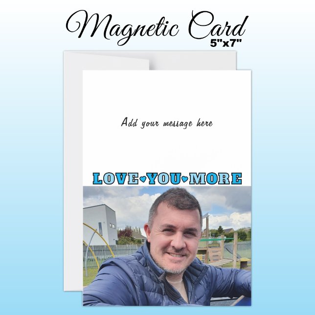 Invitation Magnétique 1 photo add text love you blue magnetic card (Créateur téléchargé)
