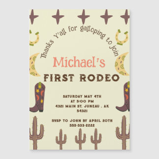 Invitation Magnétique 1er Rodéo Fête Western Anniversaire Country 