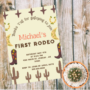 Invitation Magnétique 1er Rodeo Western Party Pays Anniversaire
